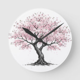 Reloj Redondo Mediano Árbol de Sakura