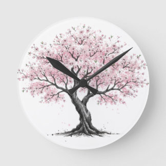 Reloj Redondo Mediano Árbol de Sakura