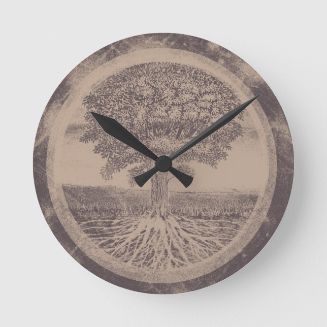 Reloj Redondo Mediano Árbol de vida en Brown (Anverso)