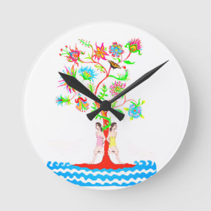 Reloj Redondo Mediano Árbol de vida. Flora y fauna