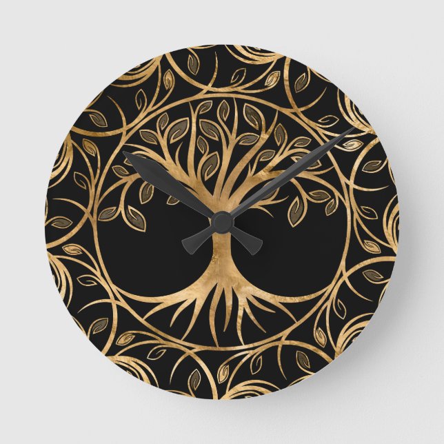 Reloj Redondo Mediano Árbol de vida - Marco Yggdrasil Mandala (Anverso)