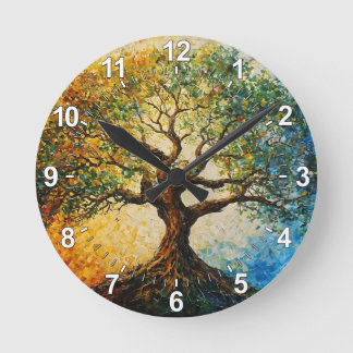 Reloj Redondo Mediano Árbol del conocimiento - Pintura de petróleo