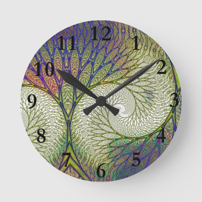 Reloj Redondo Mediano Árbol del fractal del otoño (Anverso)