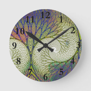 Reloj Redondo Mediano Árbol del fractal del otoño