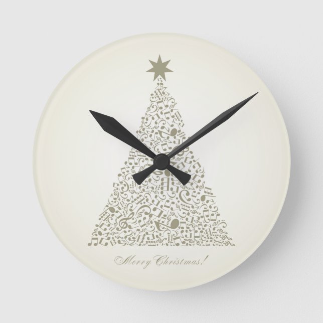 Reloj Redondo Mediano Árbol musical de Navidad (Anverso)