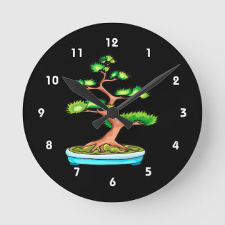 Reloj Redondo Mediano árbol vertical bonsai verde gráfico.png