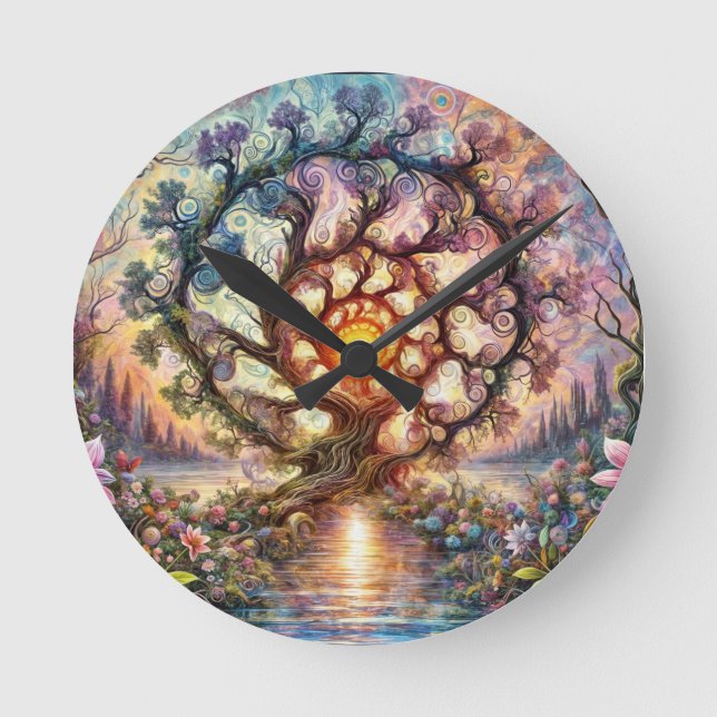 Reloj Redondo Mediano árbol vibrante (Anverso)