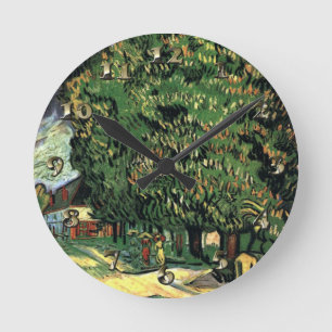 Reloj Redondo Mediano Árboles de castaño en flor - Gogh