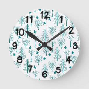 Reloj Redondo Mediano Árboles de invierno