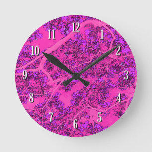Reloj Redondo Mediano Árboles rosas coloridos