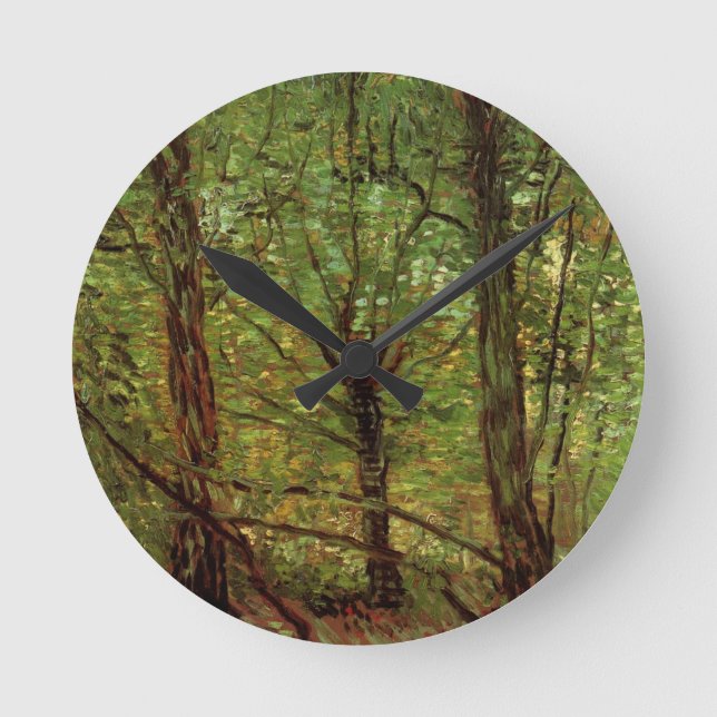 Reloj Redondo Mediano Árboles y subcrecimiento por Vincent van Gogh (Anverso)
