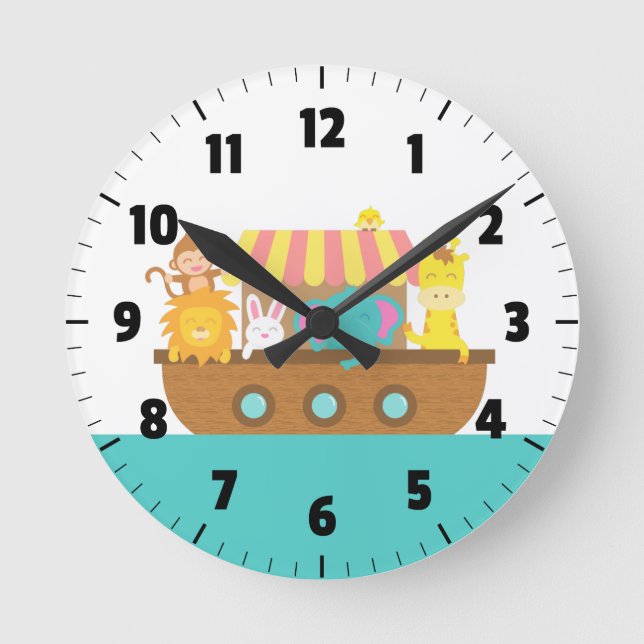 Reloj Redondo Mediano Arca de Noé, animales aburridos, habitación para n (Anverso)
