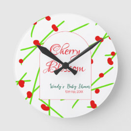 Reloj Redondo Mediano Arch shape cherry blossom red green baby shower na