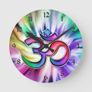 Reloj Redondo Mediano Arco iris floreciente Lotus OM