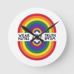 Reloj Redondo Mediano Arco Iris Mínimo Moderno Declaración Colorida