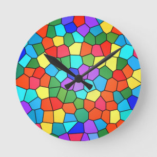 Reloj Redondo Mediano Arcoiris de vidrio templado