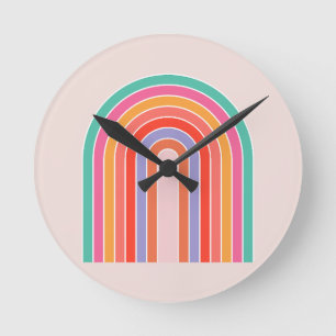 Reloj Redondo Mediano Arcoiris moderno de mediados de siglo