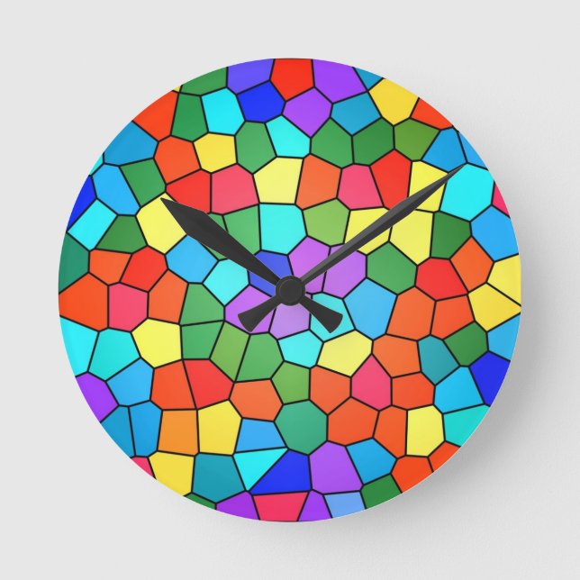Reloj Redondo Mediano Arcoiris mosaico (Anverso)