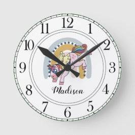 Reloj Redondo Mediano Arcoiris unicornio personalizado