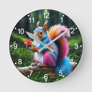 Reloj Redondo Mediano Ardilla Cuta En La Rama