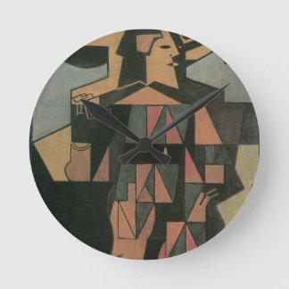 Reloj Redondo Mediano Arlequín de Juan Gris, Arte Cubista Vintage