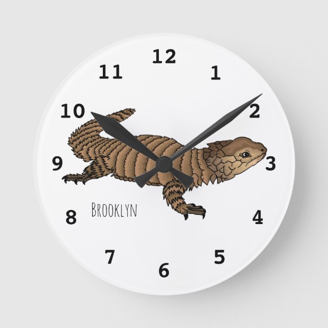 Reloj Redondo Mediano Armadillo girdled lizard cartoon illustration  (Anverso)