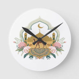 Reloj Redondo Mediano Armonía de camellos y mezquitas