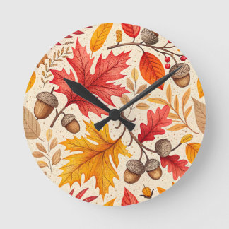 Reloj Redondo Mediano Armonía de Otoño: Un patrón de caída colorido
