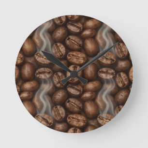 Reloj Redondo Mediano Aroma de Vapor de Granos de Café Frescos Tostados