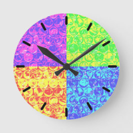 Reloj Redondo Mediano Arreglo de burbujas de arte pop arcoiris