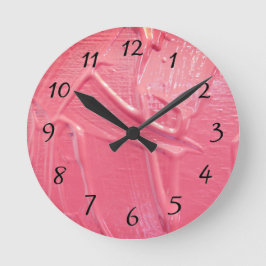 Reloj Redondo Mediano Arroyo de pintura húmeda rosa