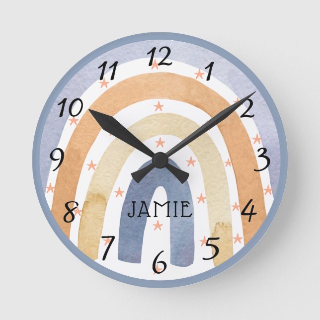 Reloj Redondo Mediano Arroyos de agua y estrellas personalizados (Anverso)