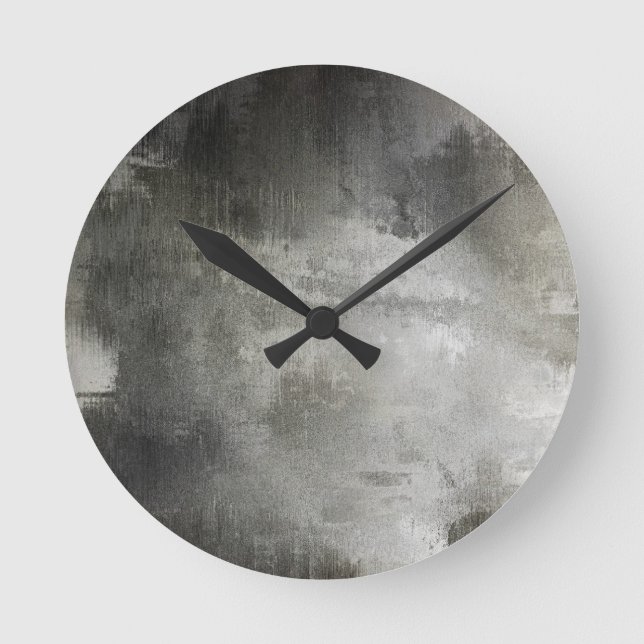 Reloj Redondo Mediano art abstract grunge black and white textured (Anverso)