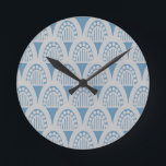 Reloj Redondo Mediano Art Deco Domes<br><div class="desc">This clock has an art deco design of half circles in silver on a field of turquoise.</div>