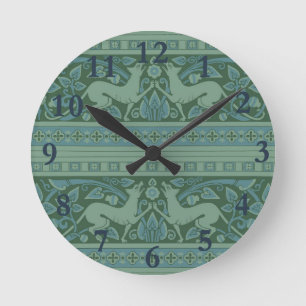 Reloj Redondo Mediano Art Deco Nouveau Perro Naturaleza Botánico Antiguo