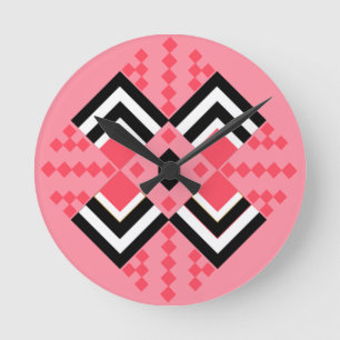 Reloj Redondo Mediano Art Deco Quilt Inspired 