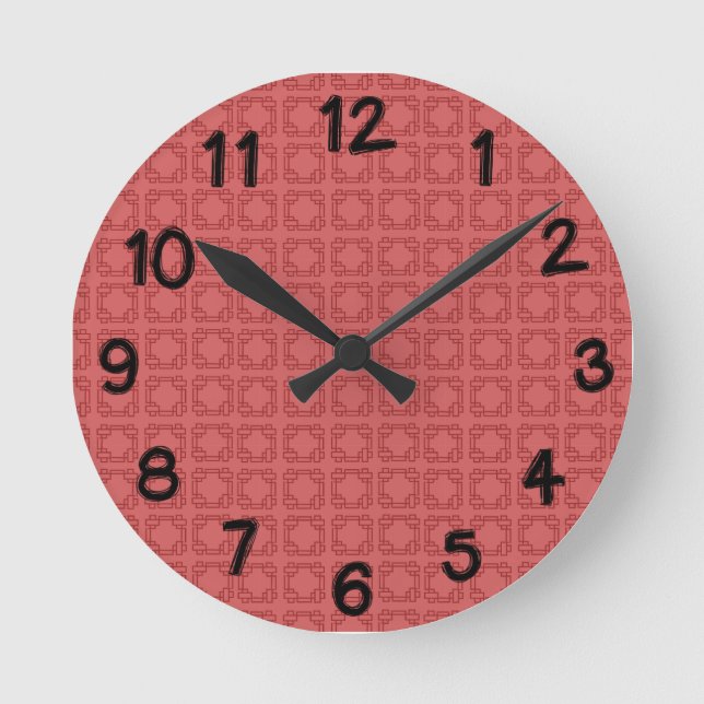 Reloj Redondo Mediano Art Deco Red Squares (Anverso)