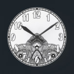 Reloj Redondo Mediano Art Deco vintage<br><div class="desc">Estilo Art Decó Vintage. Este divertido diseño Art Déco es un gran regalo para cualquier amante del arte deco. Personalizar el color de fondo haciendo clic en el botón "¡Personalizar!". Seleccione "Editar" y "Fondo". Elija entre una amplia gama de colores. Único diseñado, convierte el tiempo en una pieza de moda!...</div>