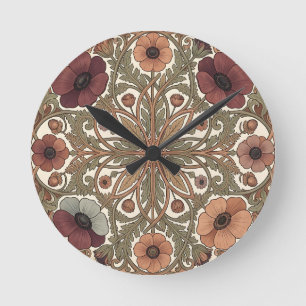 Reloj Redondo Mediano Art Nouveau Anémona Floral Circular