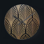Reloj Redondo Mediano Art Nouveau, art deco, patrón de ventilador, bronc<br><div class="desc">Art Nouveau,  art deco,  ventilador patrón,  bronce,  dorado,  negro,  moda,  elegante,  vintage,  belle époque, </div>