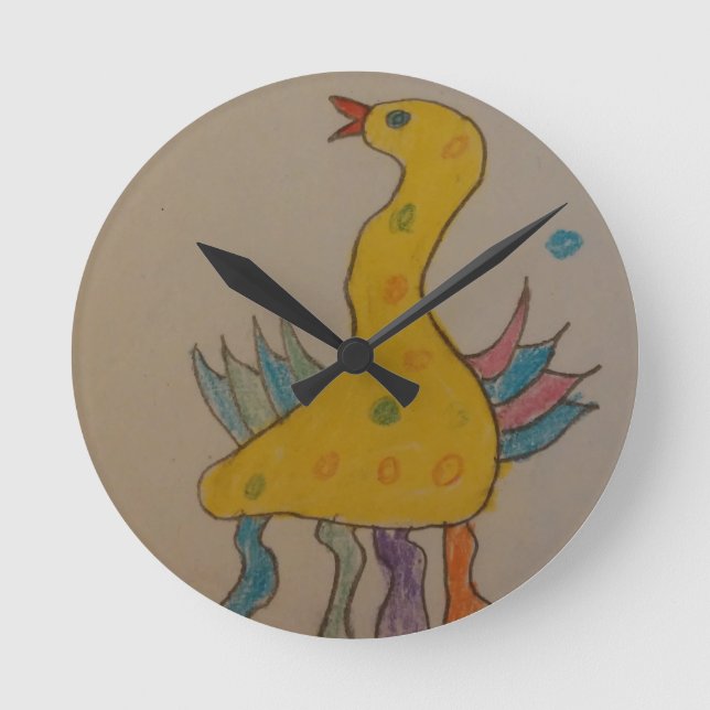 Reloj Redondo Mediano Arte ABC de niños, pato de Pascua (Anverso)
