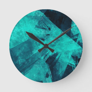 Reloj Redondo Mediano Arte abstracto azul dentado genial