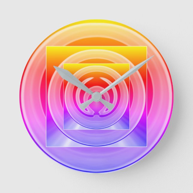 Reloj Redondo Mediano Arte abstracto contemporáneo del arcoiris (Anverso)