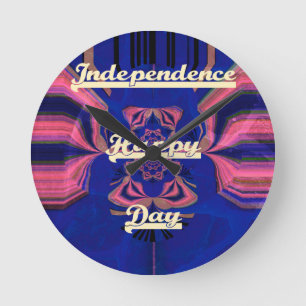 Reloj Redondo Mediano Arte abstracto de celebración del Día de la Indepe
