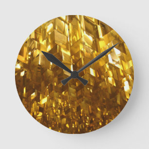 Reloj Redondo Mediano Arte abstracto del techo de oro