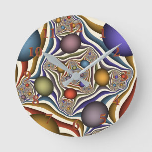 Reloj Redondo Mediano Arte abstracto fractal moderno colorido volador