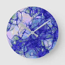 Reloj Redondo Mediano Arte abstracto moderno azul
