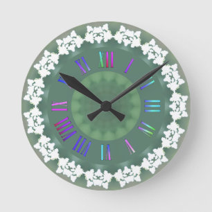 Reloj Redondo Mediano Arte abstracto moderno sobre números romanos y ver