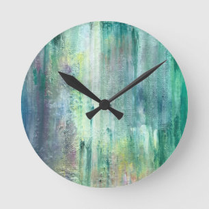 Reloj Redondo Mediano Arte abstracto pintado a mano musgoso