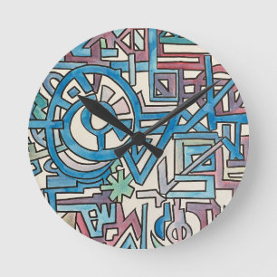 Reloj Redondo Mediano Arte Acuarela Geométrico Moderno Rebelde